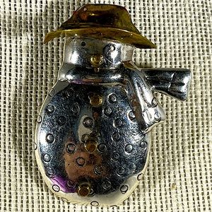 Amazing whimsical Sterling silver and brass snowman.